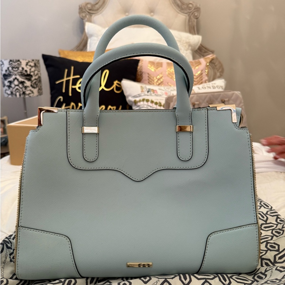 Rebecca Minkoff Saffiano Leather Light Blue Satchel